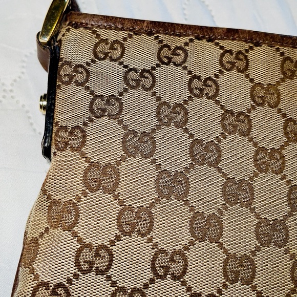 Gucci Logo Abbey GG Pattern D-Ring Canvas/Leather Crossbody Shoulder Bag Brown - Picture 14 of 16